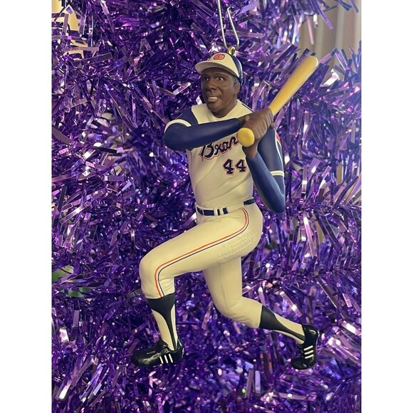 1997 Hallmark Keepsake Ornament At The Ballpark Hank Aaron With Trading Card - Picture 3 of 6